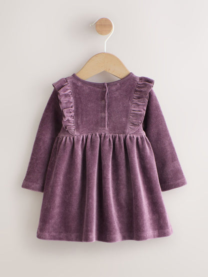Purple Baby Long Sleeve Velour Dress and Tights Set 2 Piece (0mths-2yrs)