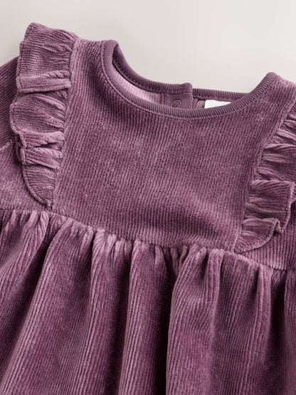 Purple Baby Long Sleeve Velour Dress and Tights Set 2 Piece (0mths-2yrs)