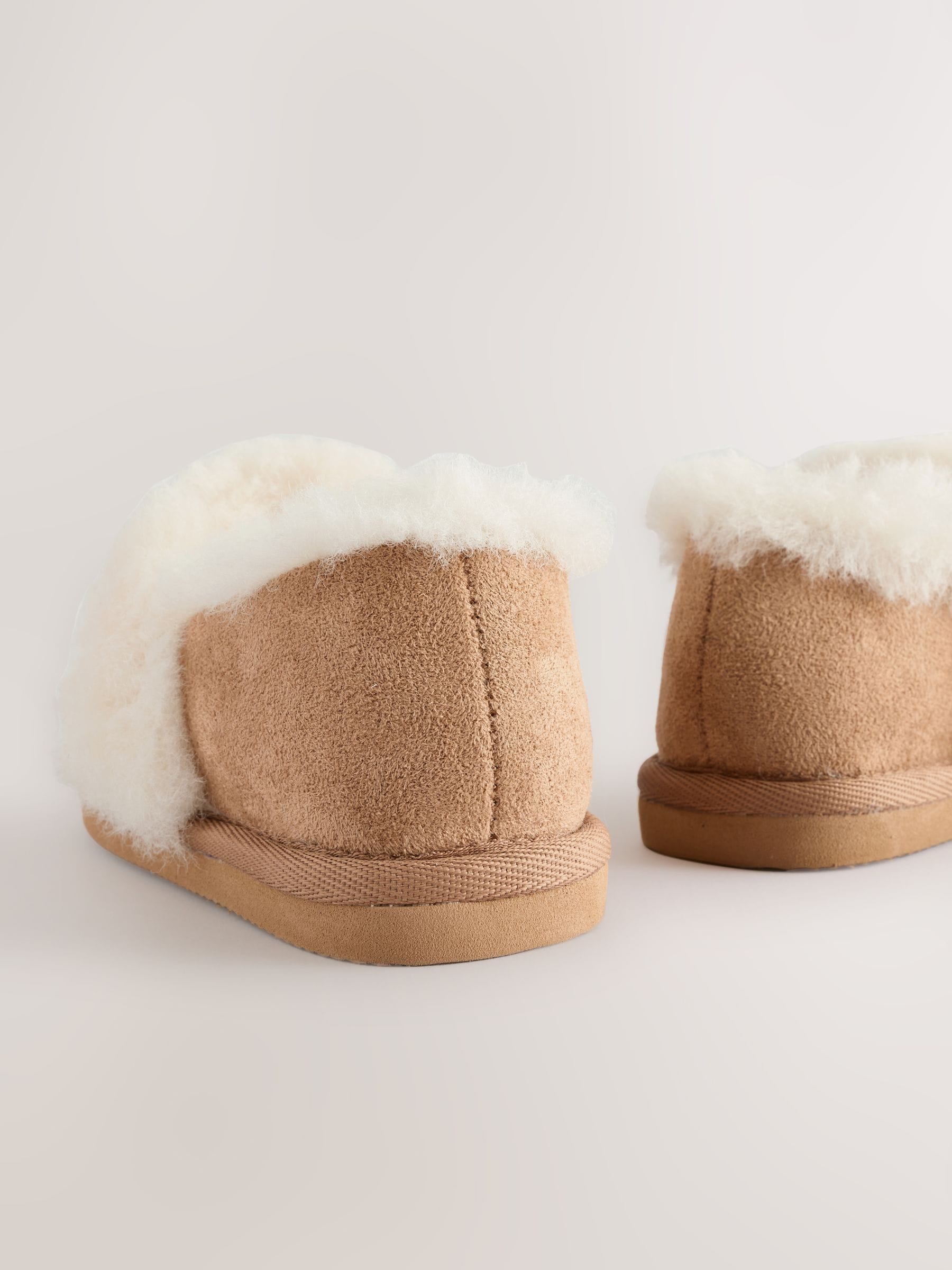 Tan Brown Faux Fur Slippers image 6