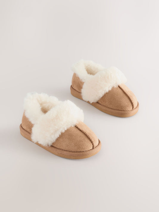 Tan Brown Faux Fur Slippers image 2