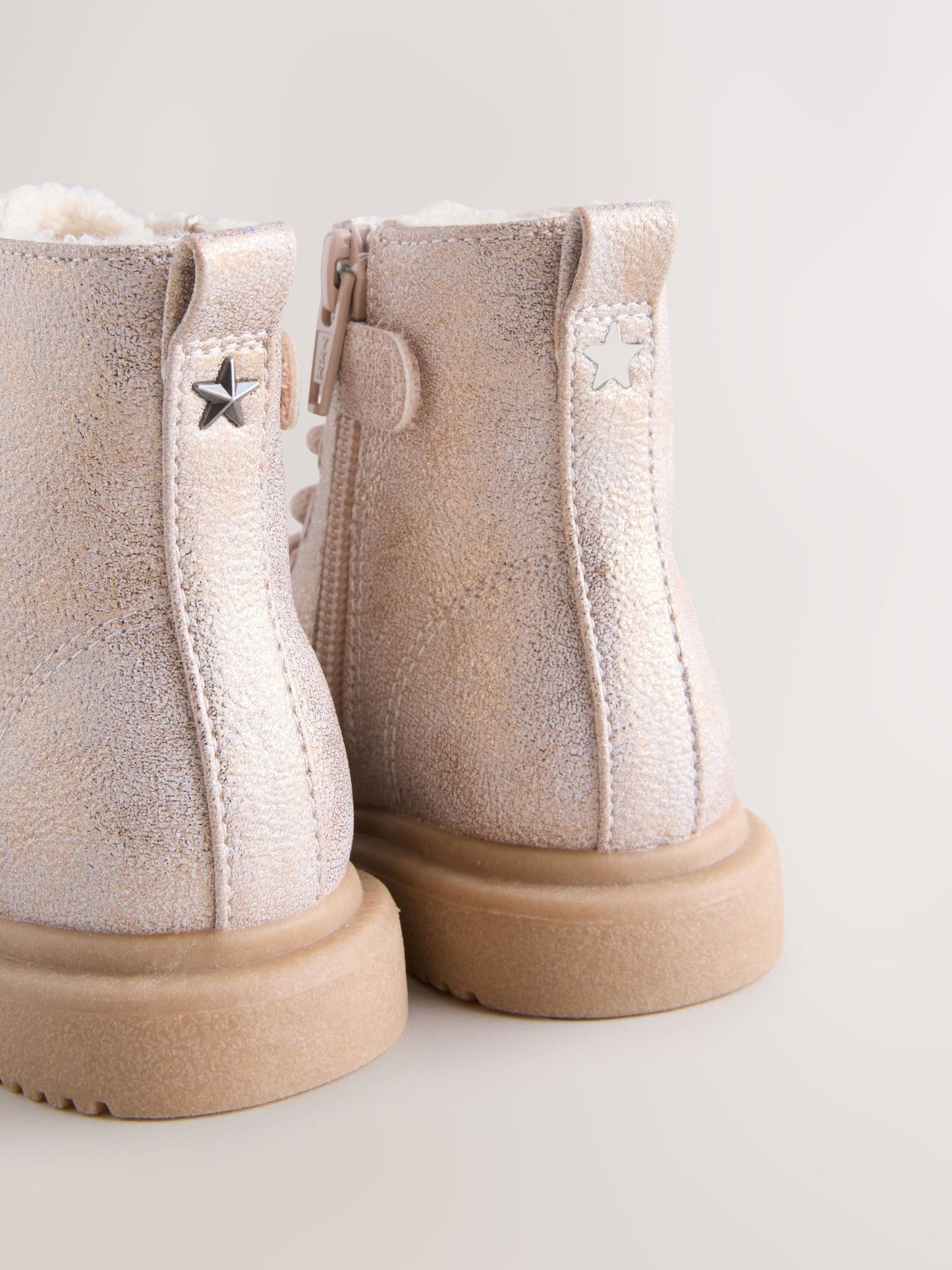 Pink Shimmer Wide Fit (G) Lace-Up Ankle Boots image 4