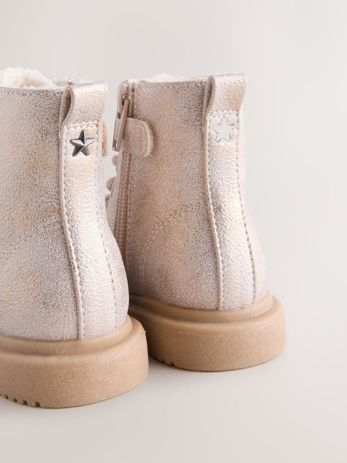 Pink Shimmer Wide Fit (G) Lace-Up Ankle Boots image 4