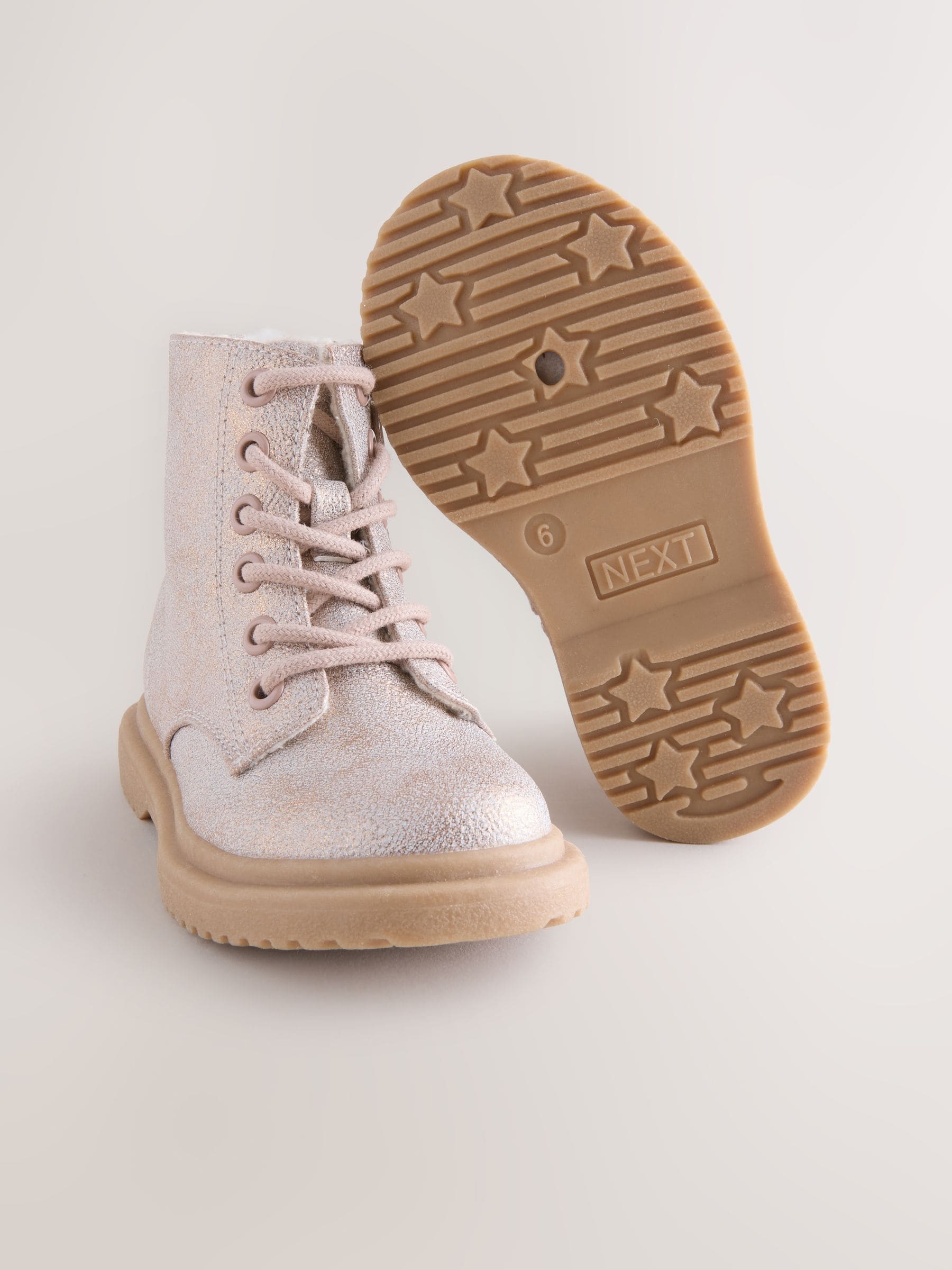 Pink Shimmer Wide Fit (G) Lace-Up Ankle Boots image 6