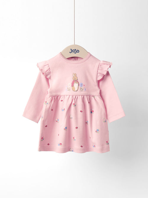 JoJo Maman Bébé Pink Flopsy Bunny Floral Frill Dress image 1
