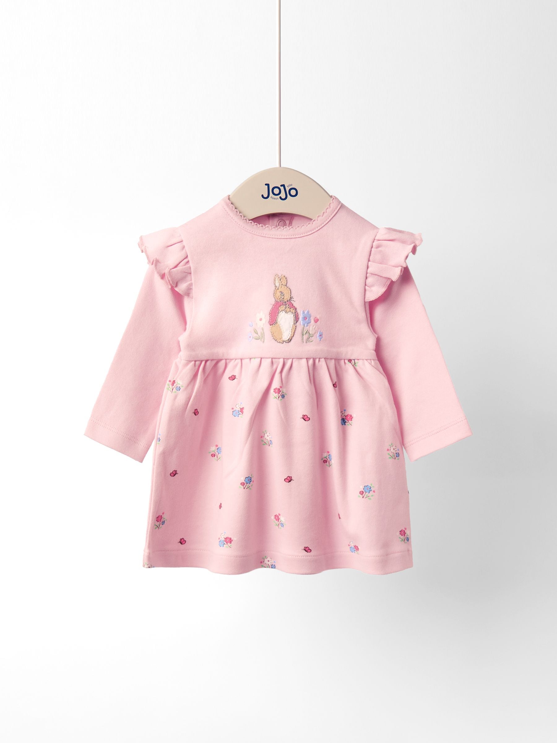 JoJo Maman Bébé Pink Flopsy Bunny Floral Frill Dress image 1
