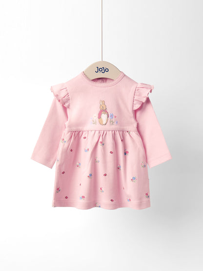JoJo Maman Bébé Pink Flopsy Bunny Floral Frill Dress image 1