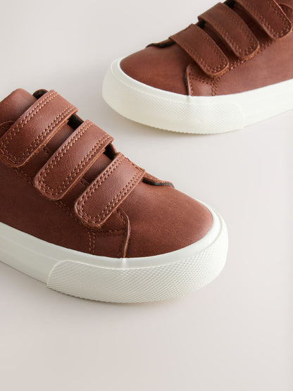 Tan Brown Wide Fit (G) Touch Fastening Smart Trainers image 3
