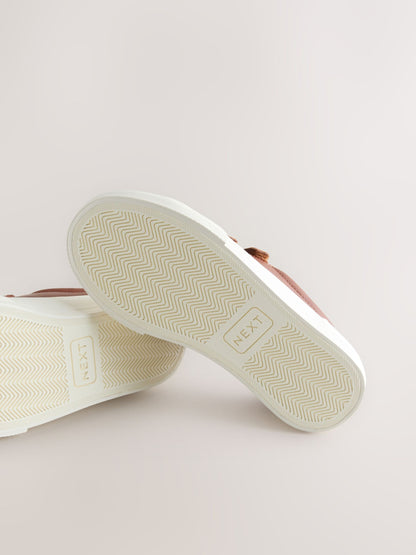 Tan Brown Wide Fit (G) Touch Fastening Smart Trainers image 5