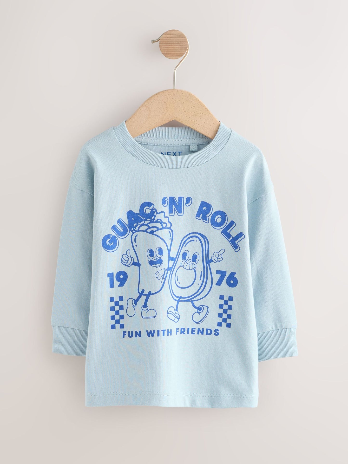 Blue/Green Taco Long Sleeve Graphic Print T-Shirts 3 Pack (3mths-7yrs) image 3