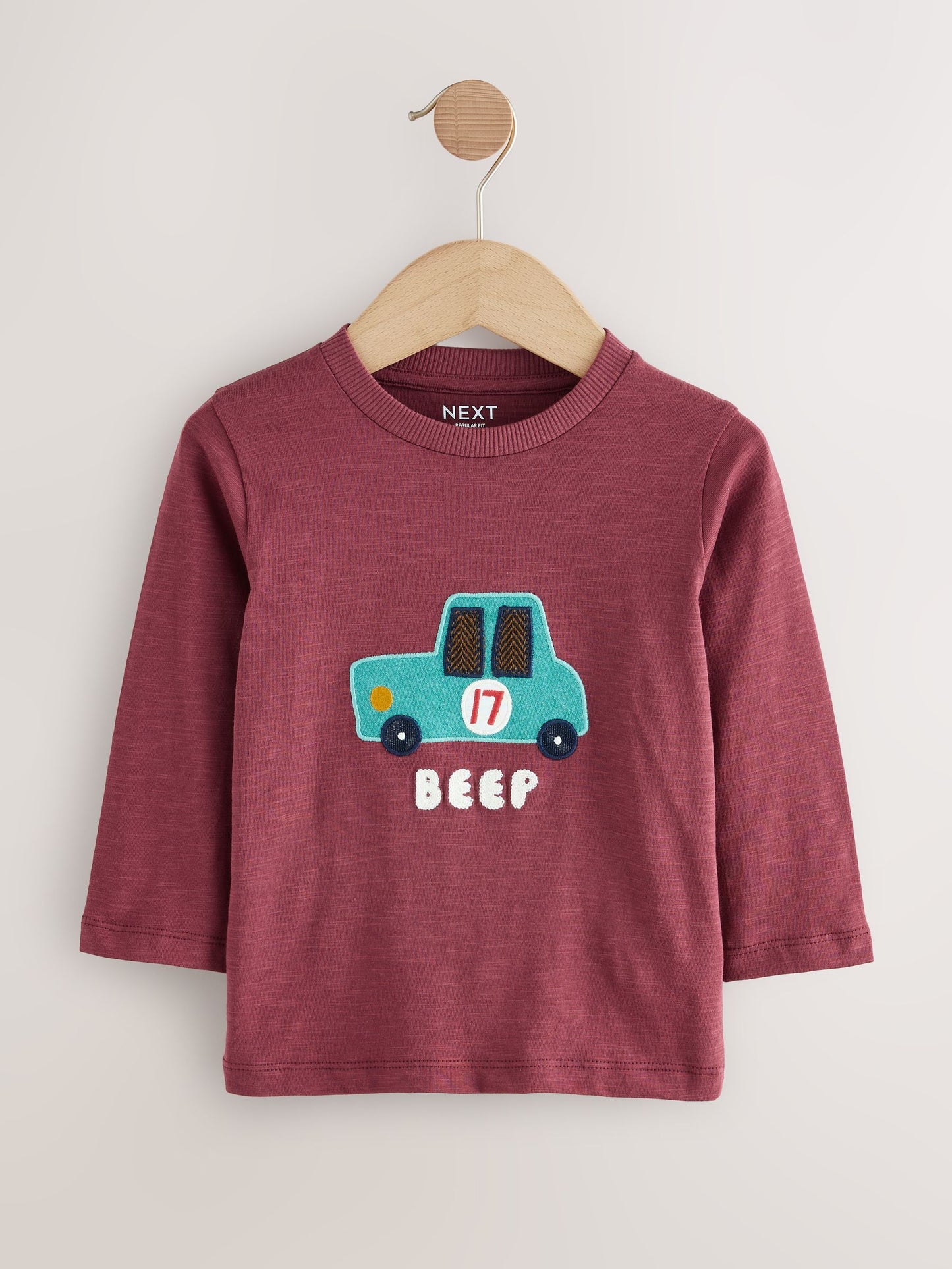Berry Red Car Long Sleeve Appliqué T-Shirt (3mths-7yrs) image 5