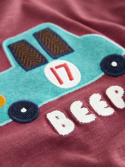 Berry Red Car Long Sleeve Appliqué T-Shirt (3mths-7yrs) image 7