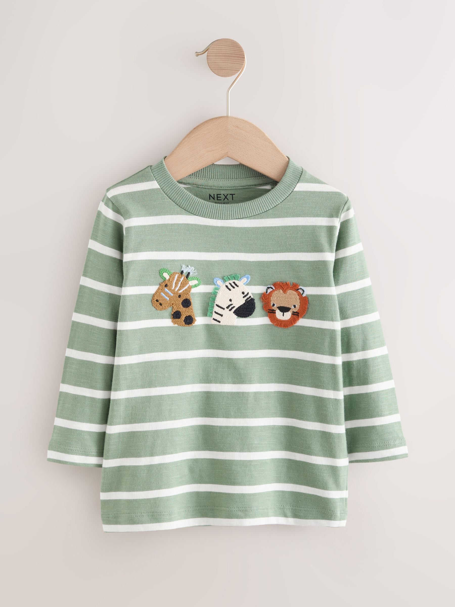 Green/White Stripe Safari Long Sleeve Appliqué T-Shirt (3mths-7yrs) image 6