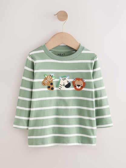 Green/White Stripe Safari Long Sleeve Appliqué T-Shirt (3mths-7yrs) image 6