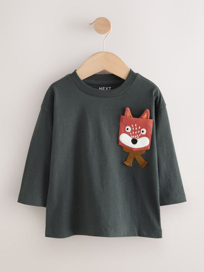 Grey Fox Pocket Long Sleeve Appliqué T-Shirt (3mths-7yrs) image 5