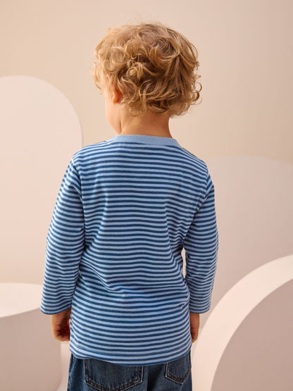 Blue/Navy Stripe Fox Long Sleeve Appliqué T-Shirt (3mths-7yrs) image 4