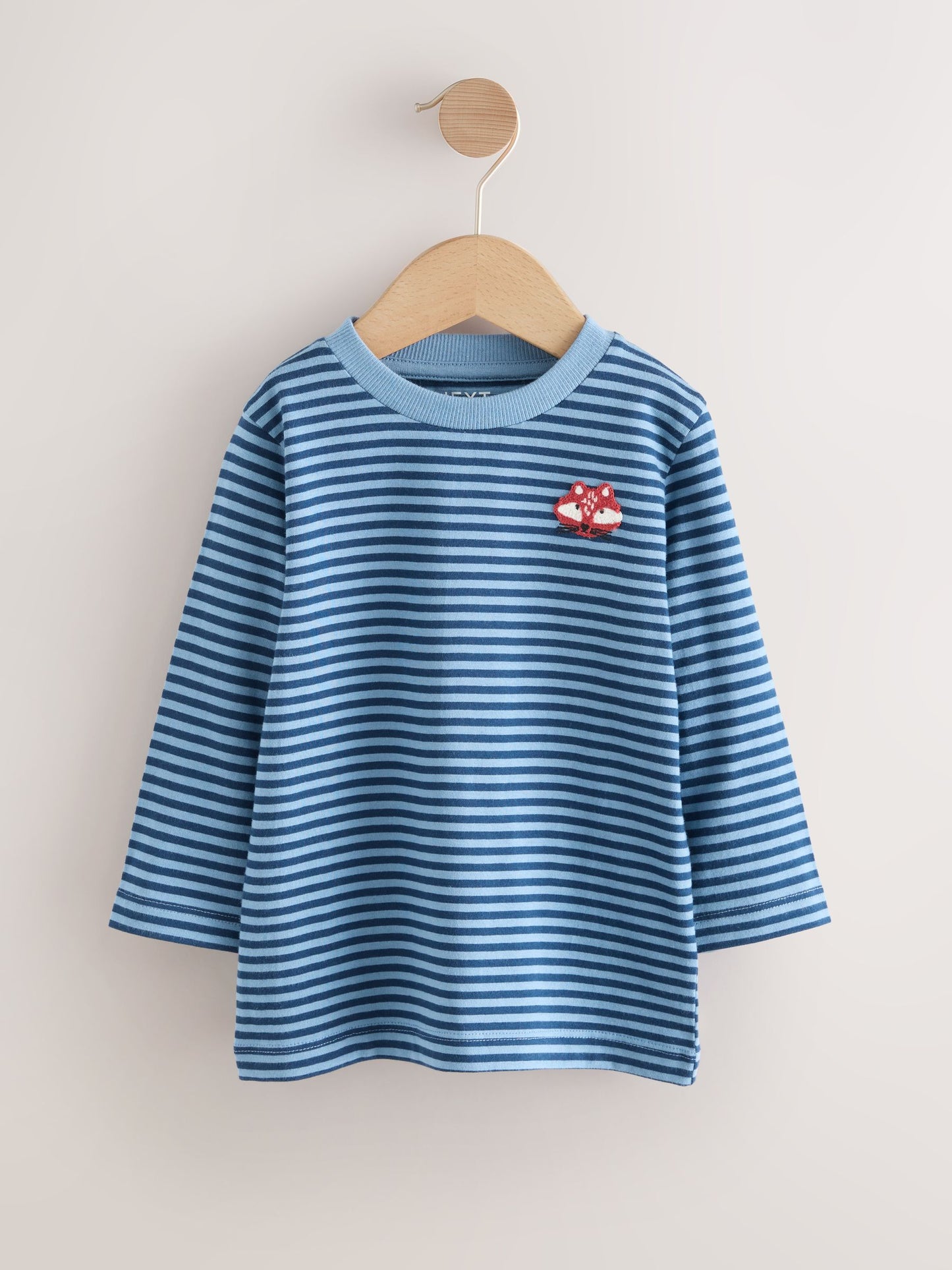 Blue/Navy Stripe Fox Long Sleeve Appliqué T-Shirt (3mths-7yrs) image 5