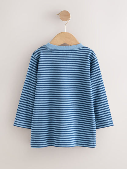 Blue/Navy Stripe Fox Long Sleeve Appliqué T-Shirt (3mths-7yrs) image 6