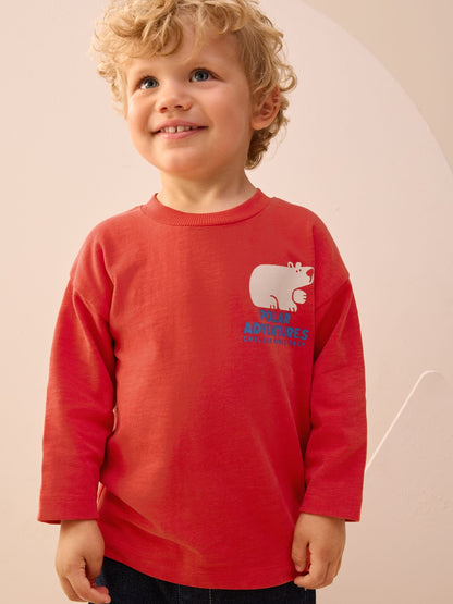 Red Polar Bear Long Sleeve Back Print T-Shirt (3mths-8yrs) image 4