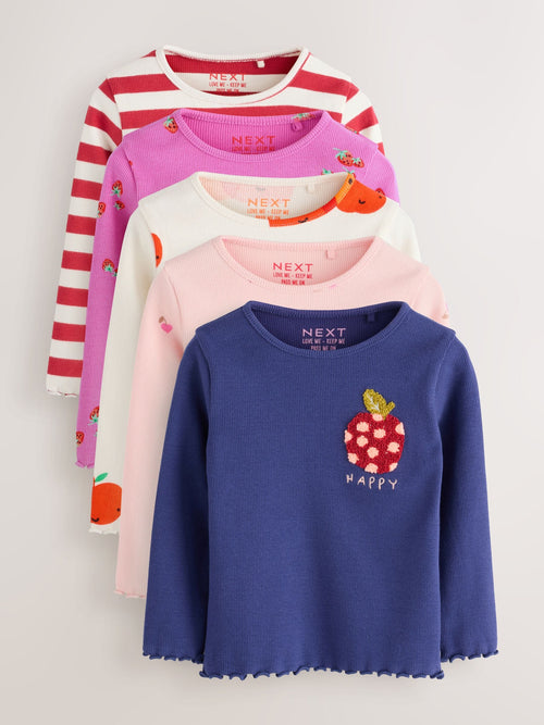 Fruit Long Sleeve Rib Tops 5 Pack (3mths-7yrs) image 1