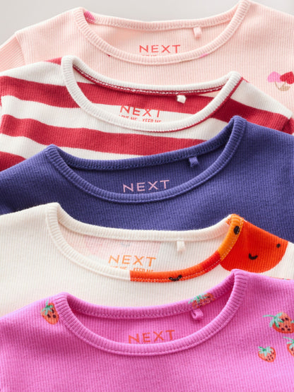 Fruit Long Sleeve Rib Tops 5 Pack (3mths-7yrs) image 8