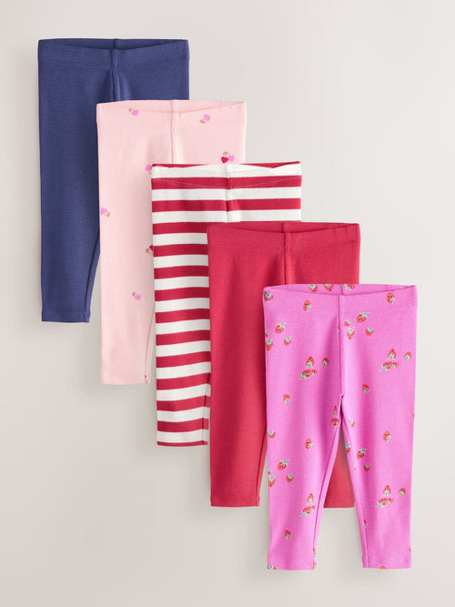 Pink Berry Ribbed Leggings 5 Pack (3mths-7yrs) image 1