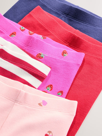Pink Berry Ribbed Leggings 5 Pack (3mths-7yrs) image 9