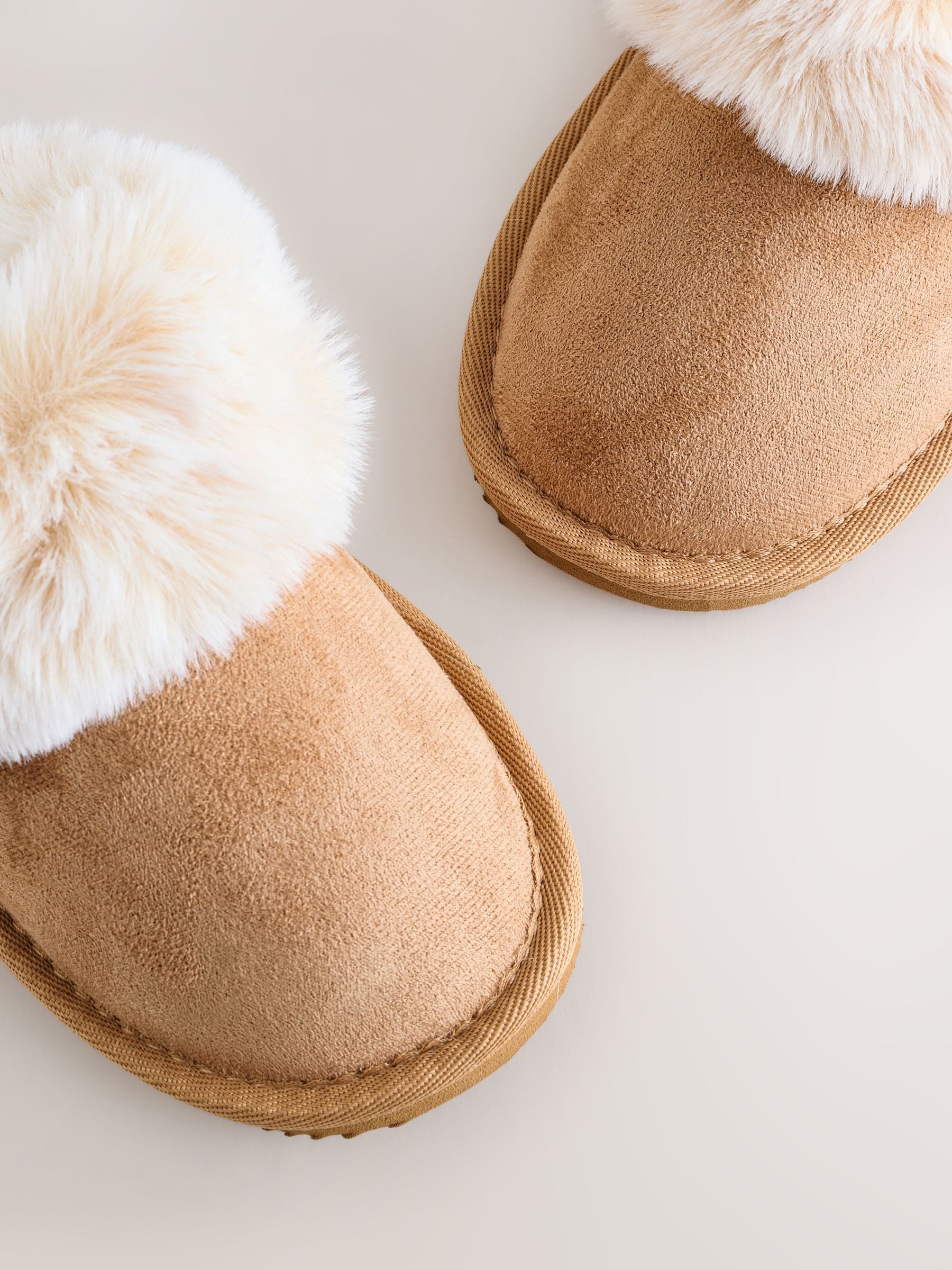 Tan Brown Warm Lined Mule Slippers image 5