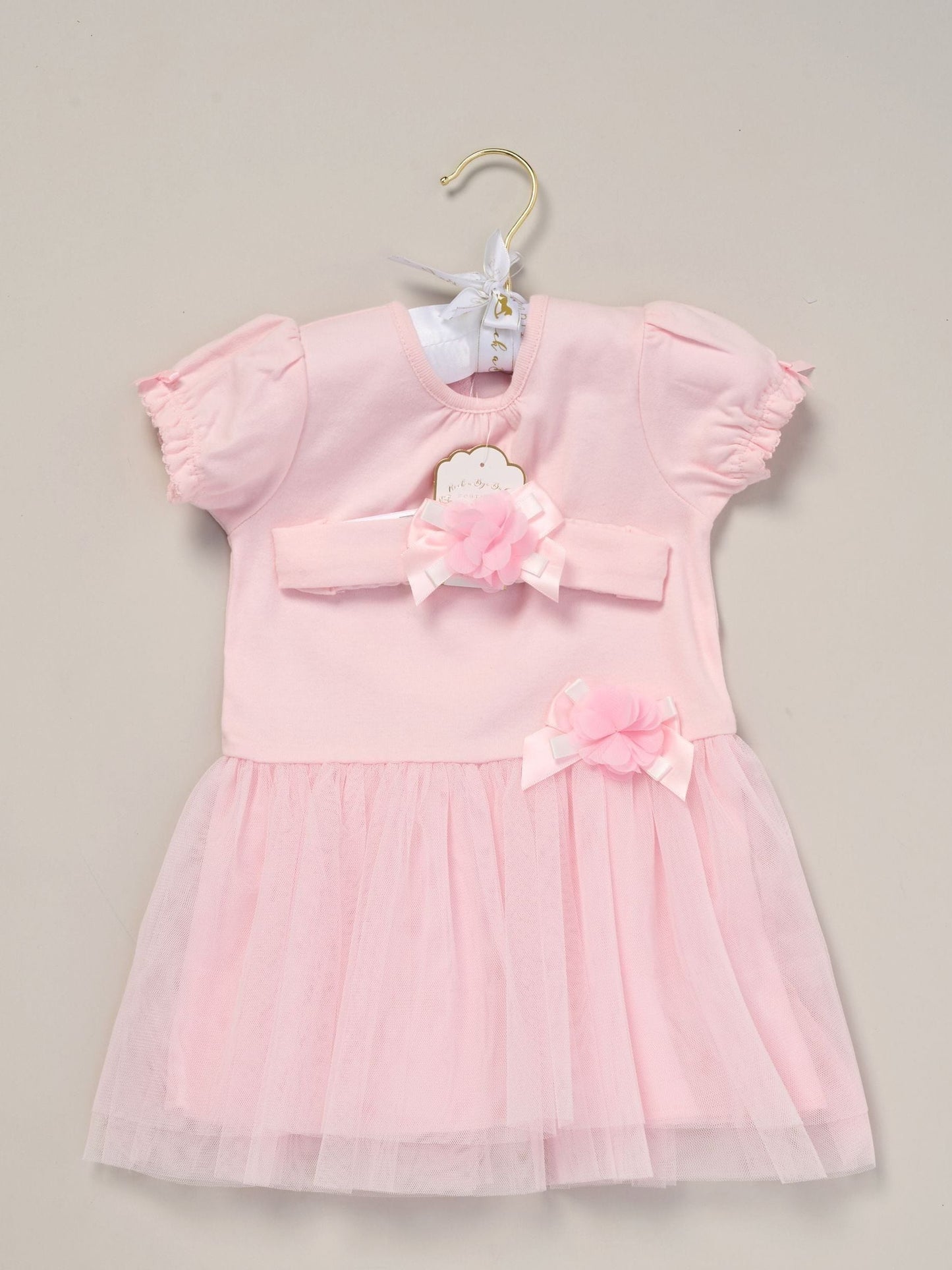 Rock-A-Bye Baby Boutique Pink Ribbon Detail Dress And Headband Outfit Set image 2