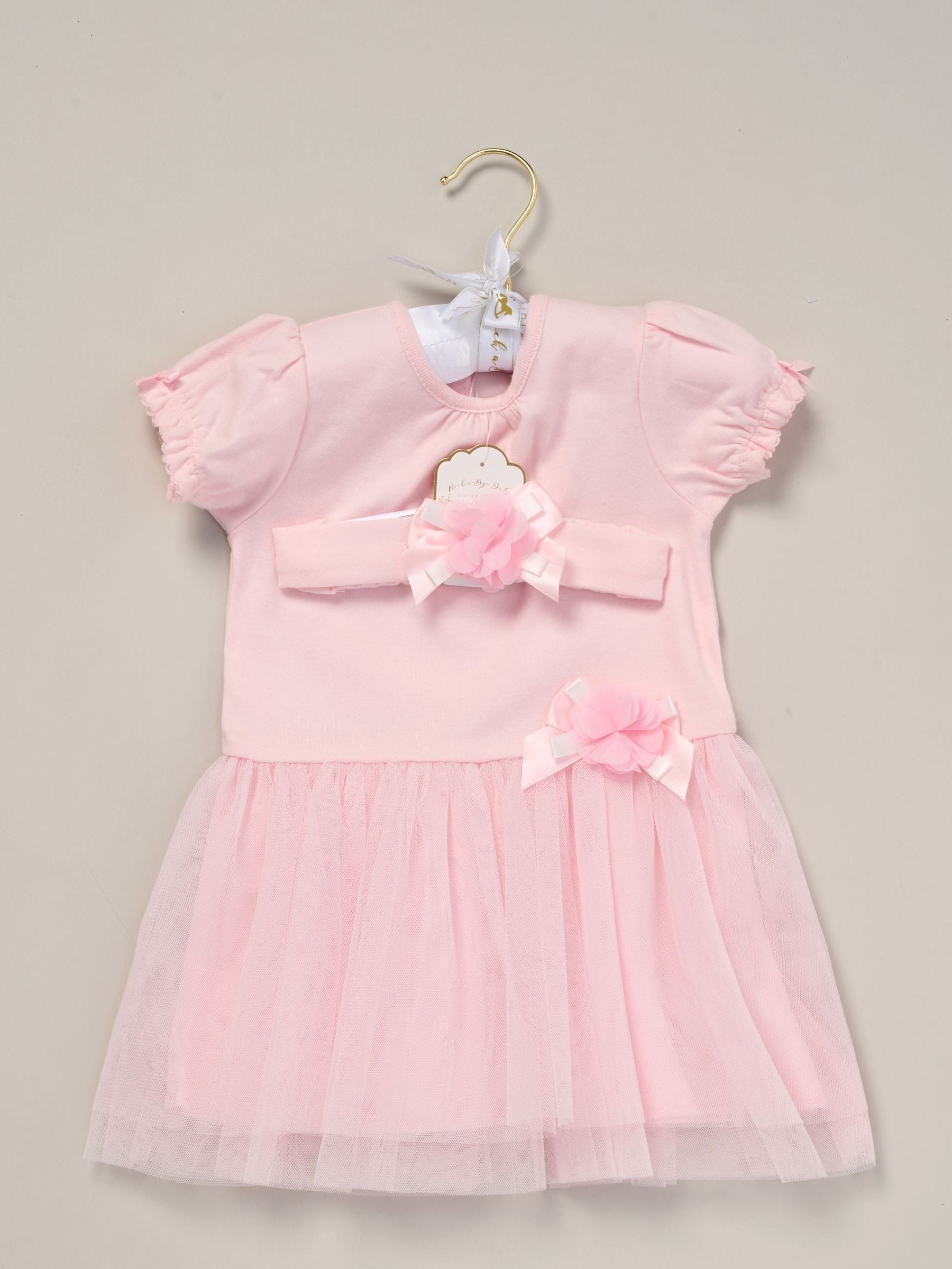 Rock-A-Bye Baby Boutique Pink Ribbon Detail Dress And Headband Outfit Set image 2