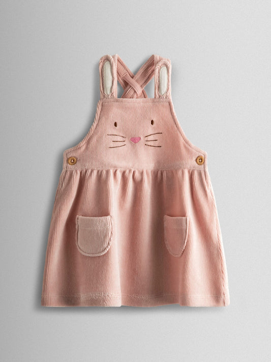 JoJo Maman Bébé Pale Pink Bunny Dungaree Dress & Body Set image 2