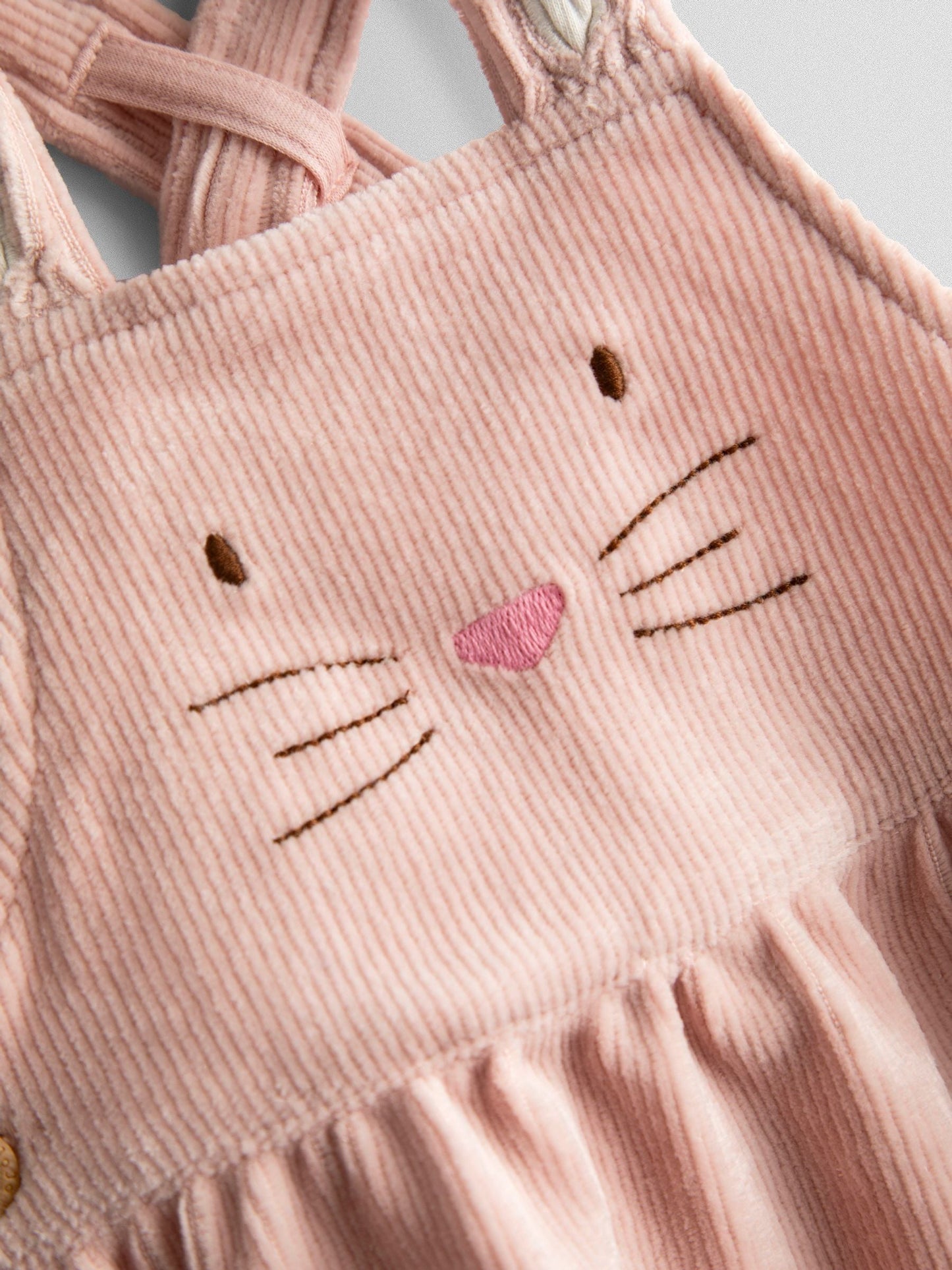 JoJo Maman Bébé Pale Pink Bunny Dungaree Dress & Body Set image 3