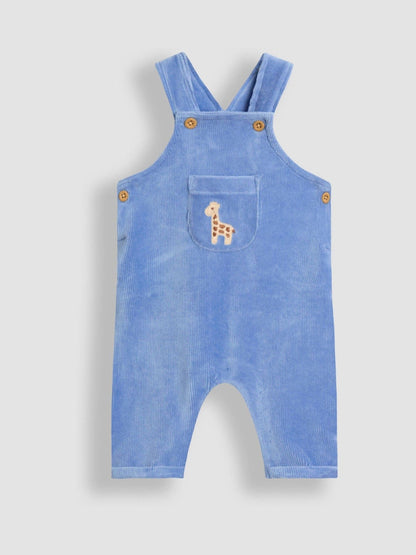JoJo Maman Bébé Blue Giraffe Rib Velour Dungaree & Body Set image 4