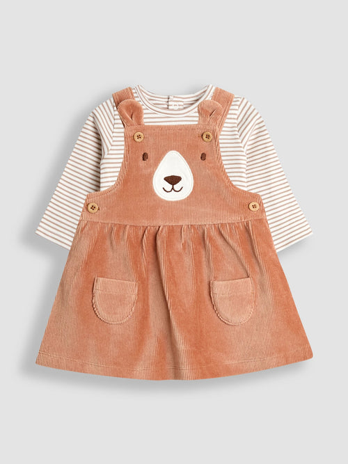 JoJo Maman Bébé Brown Dungaree Dress & Body Set image 1