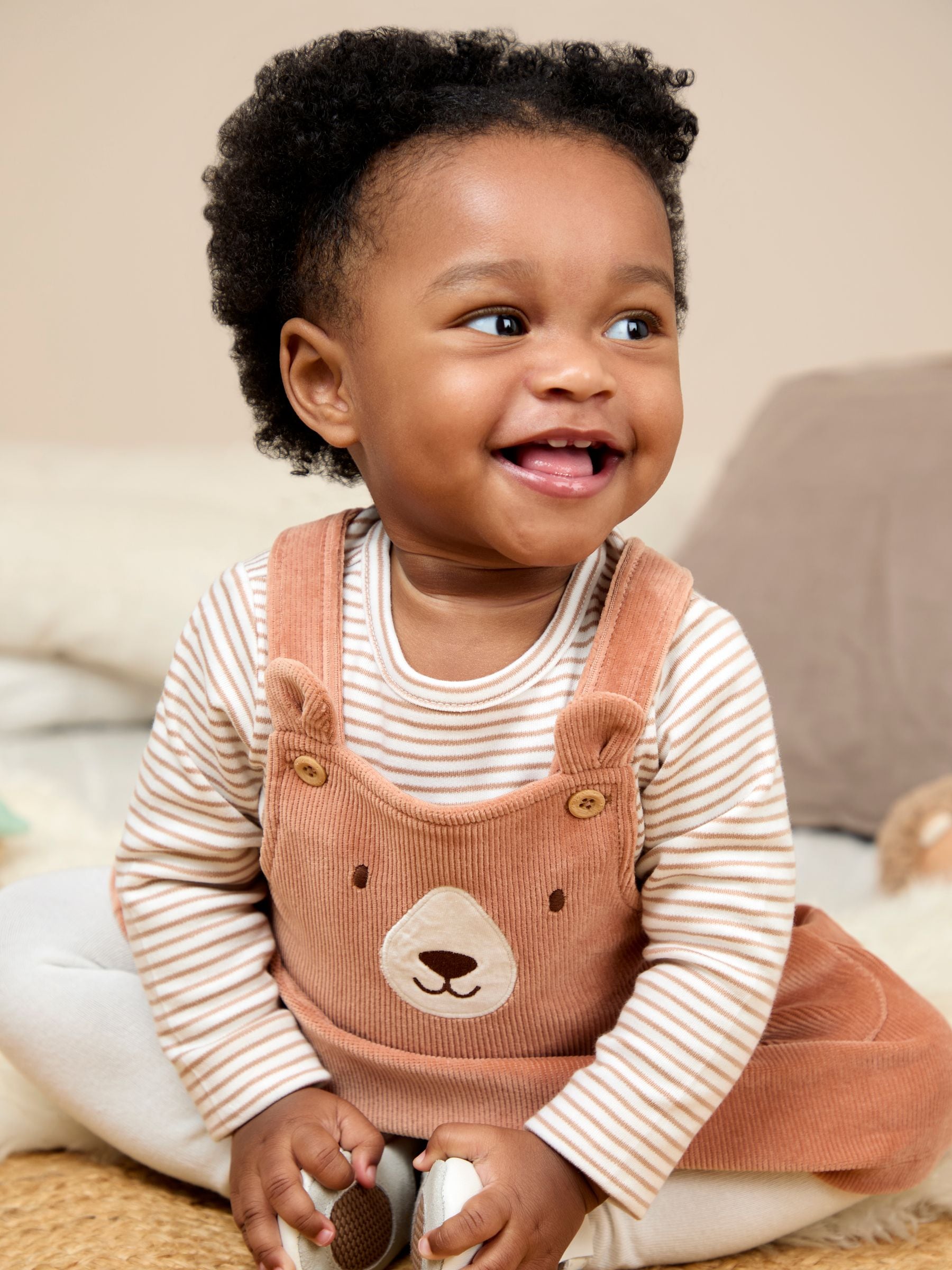 JoJo Maman Bébé Brown Dungaree Dress & Body Set image 2
