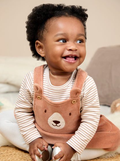 JoJo Maman Bébé Brown Dungaree Dress & Body Set image 2