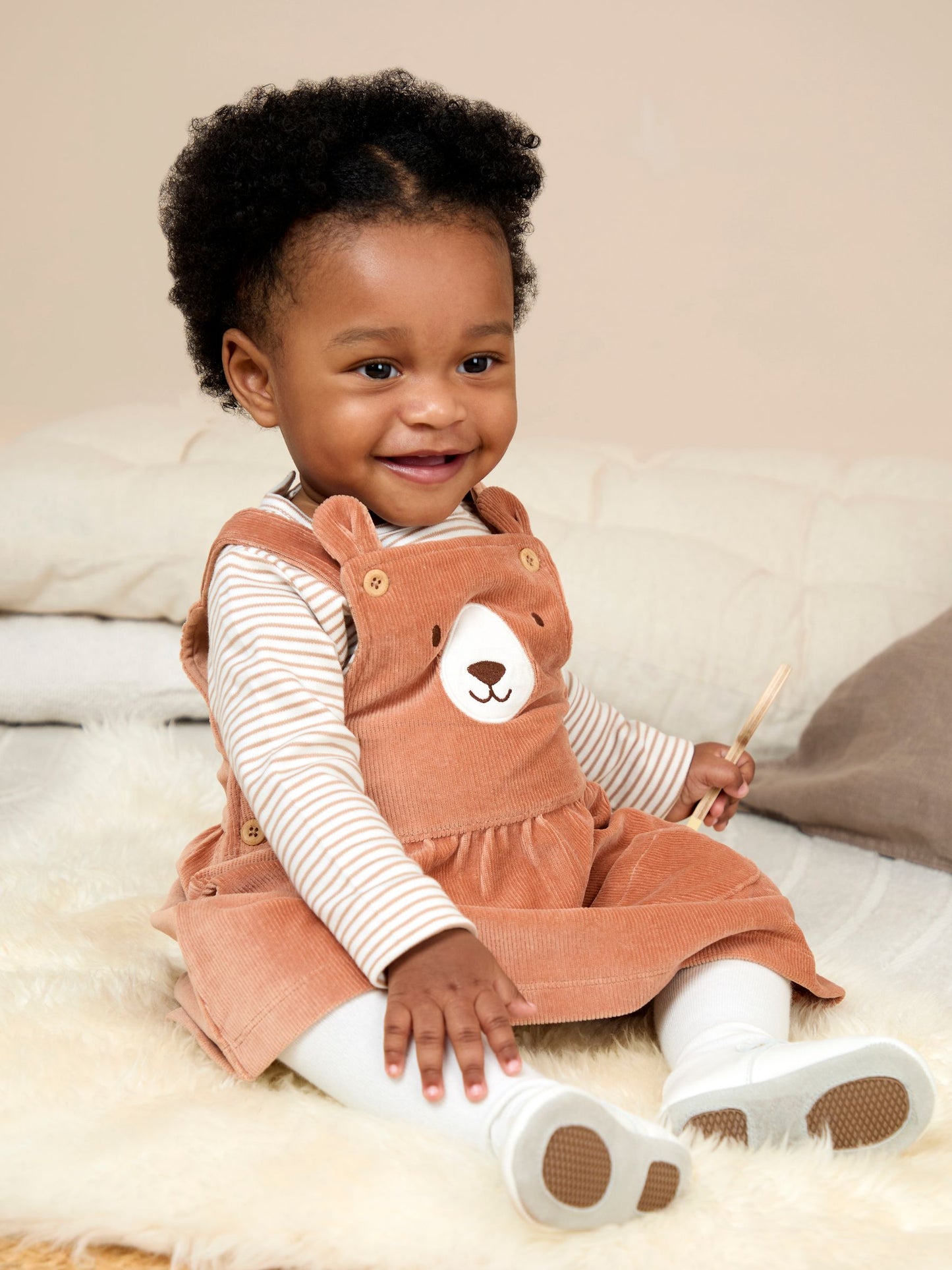 JoJo Maman Bébé Brown Dungaree Dress & Body Set image 4