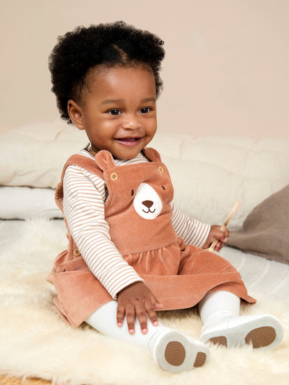 JoJo Maman Bébé Brown Dungaree Dress & Body Set image 4