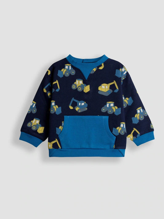 JoJo Maman Bébé Navy Blue Digger Printed Sweatshirt