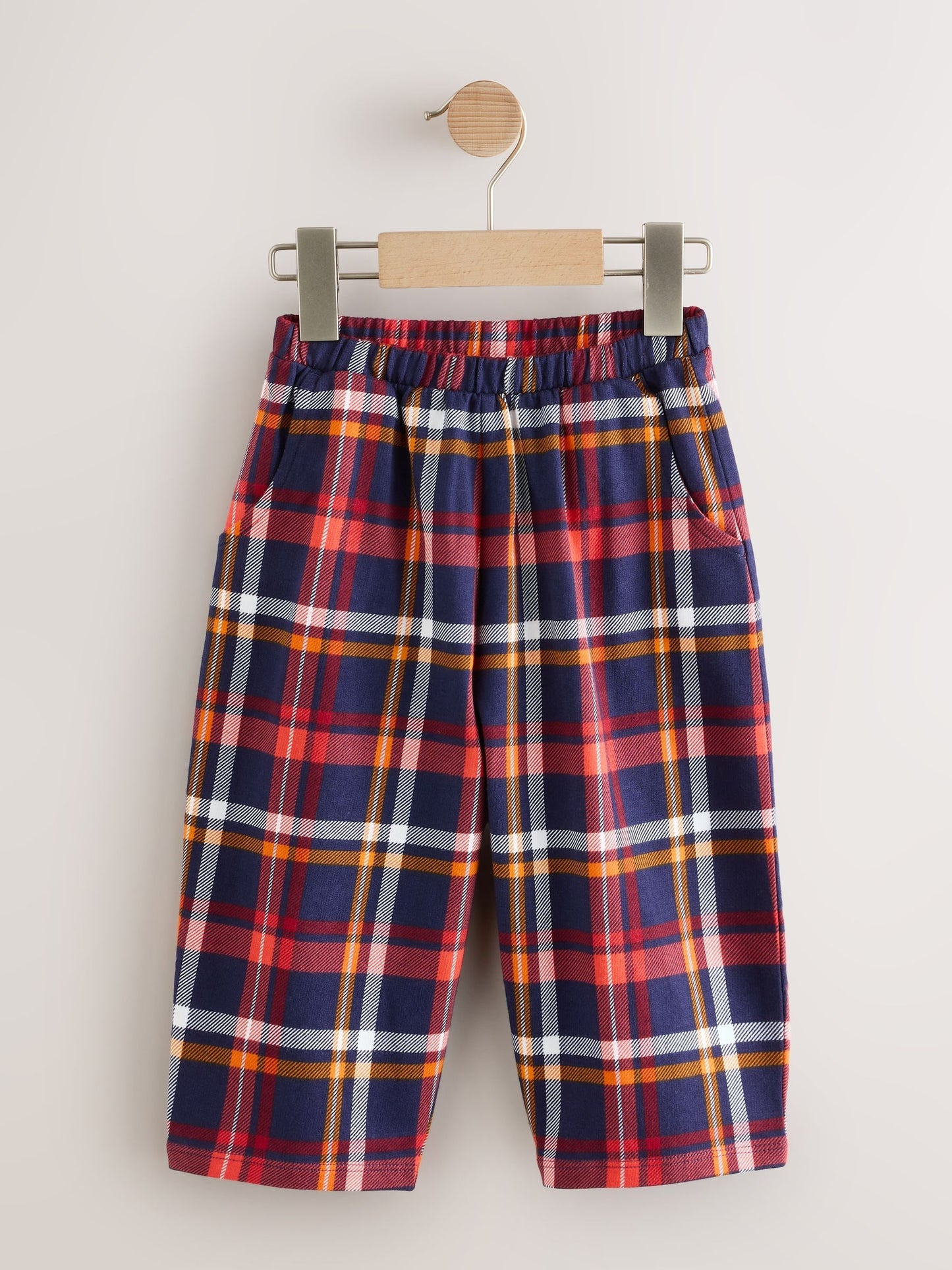 Navy Check Barrel Leg Trousers (3mths-7yrs) image 5