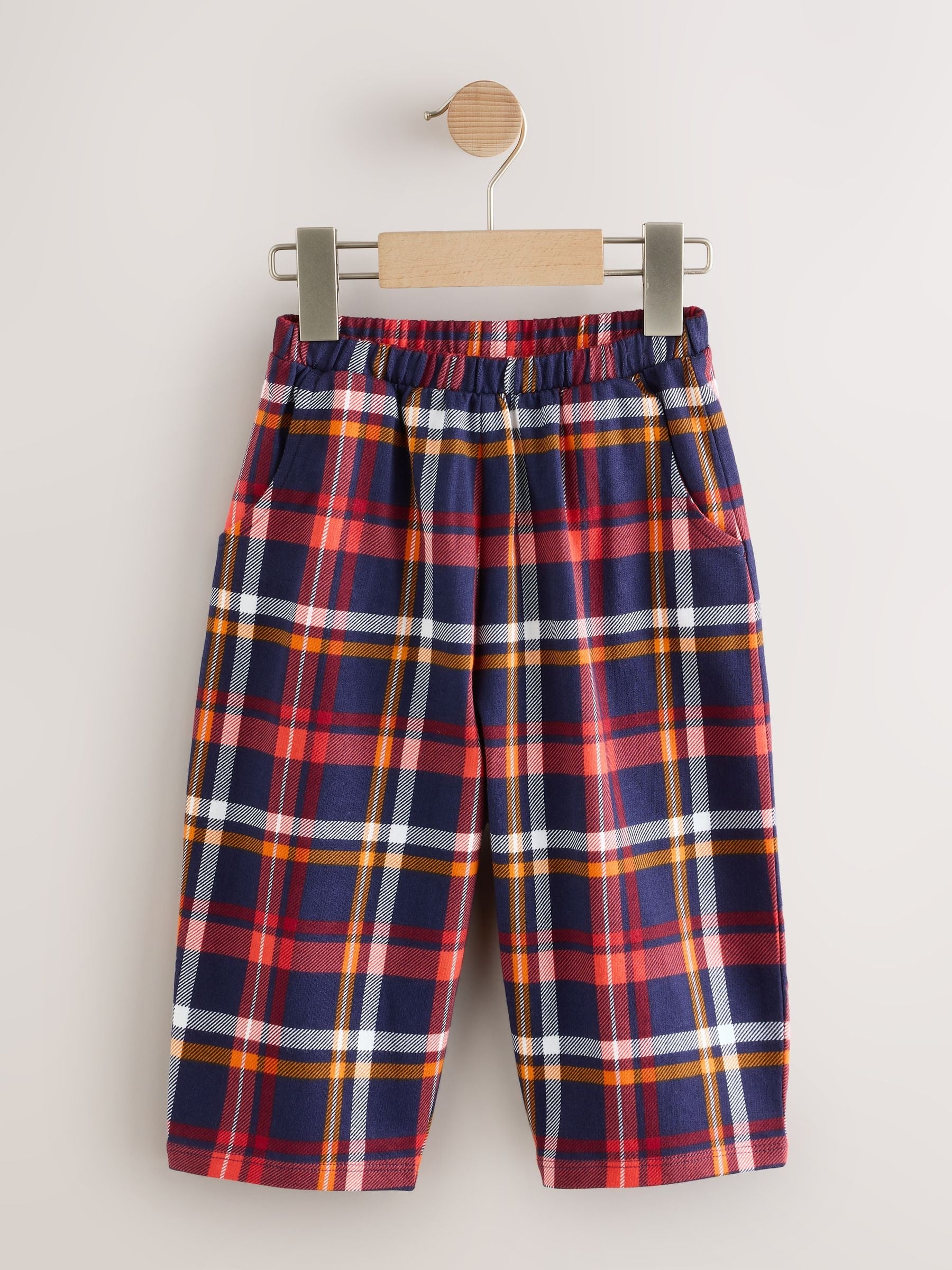 Navy Check Barrel Leg Trousers (3mths-7yrs) image 5