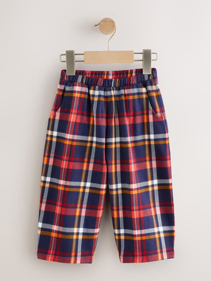 Navy Check Barrel Leg Trousers (3mths-7yrs) image 5