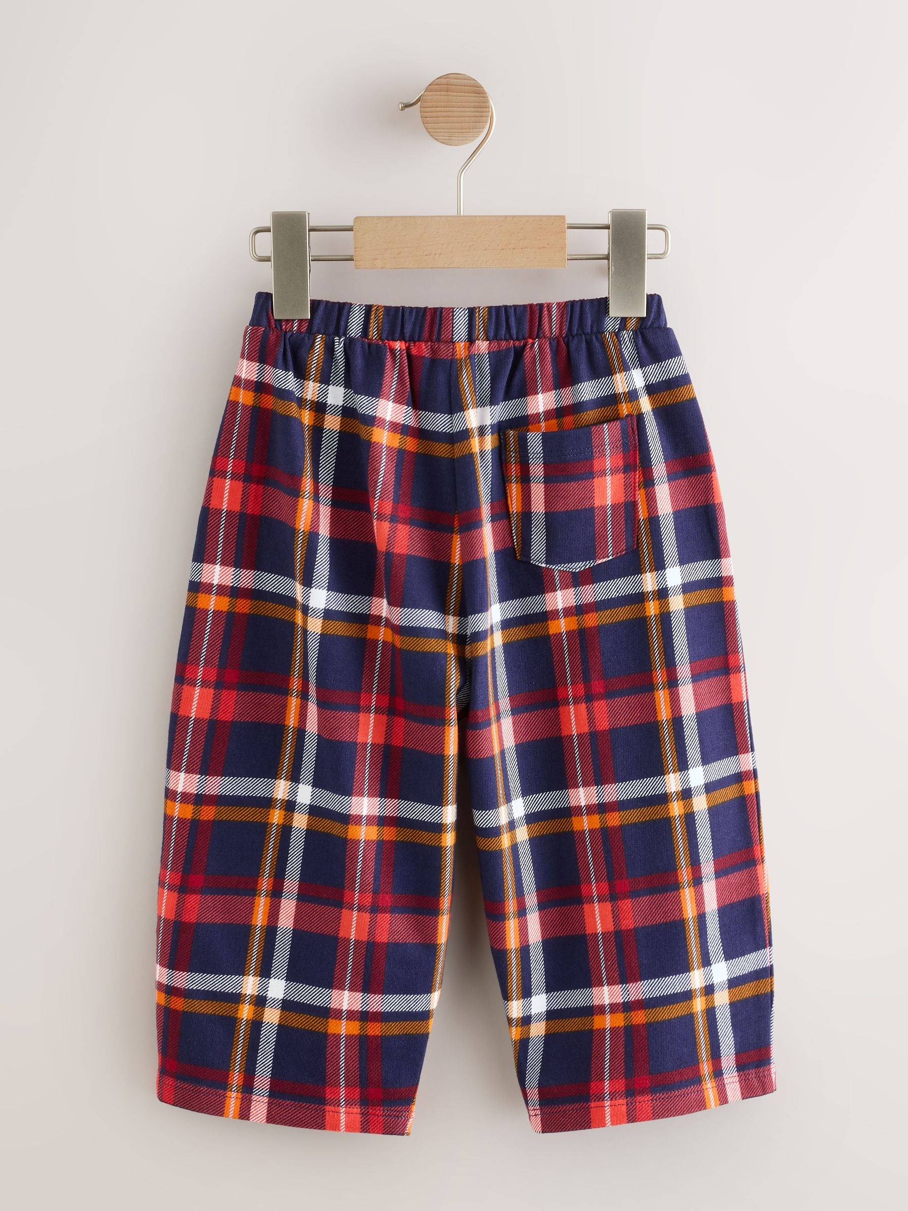 Navy Check Barrel Leg Trousers (3mths-7yrs) image 6