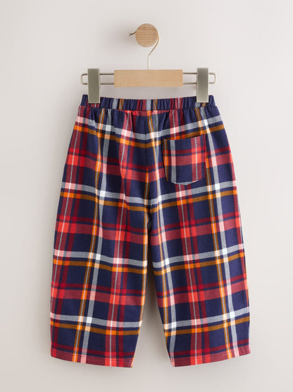 Navy Check Barrel Leg Trousers (3mths-7yrs) image 6