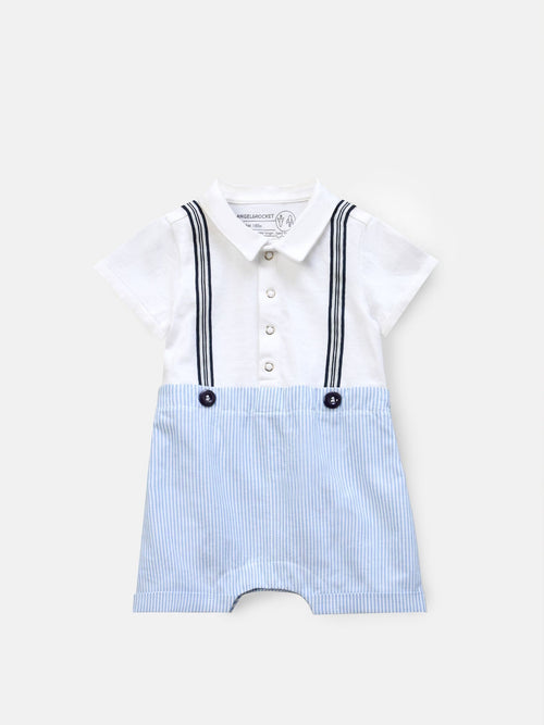 Angel & Rocket Blue Will Mr Smart 100% Cotton Jersey Romper image 1