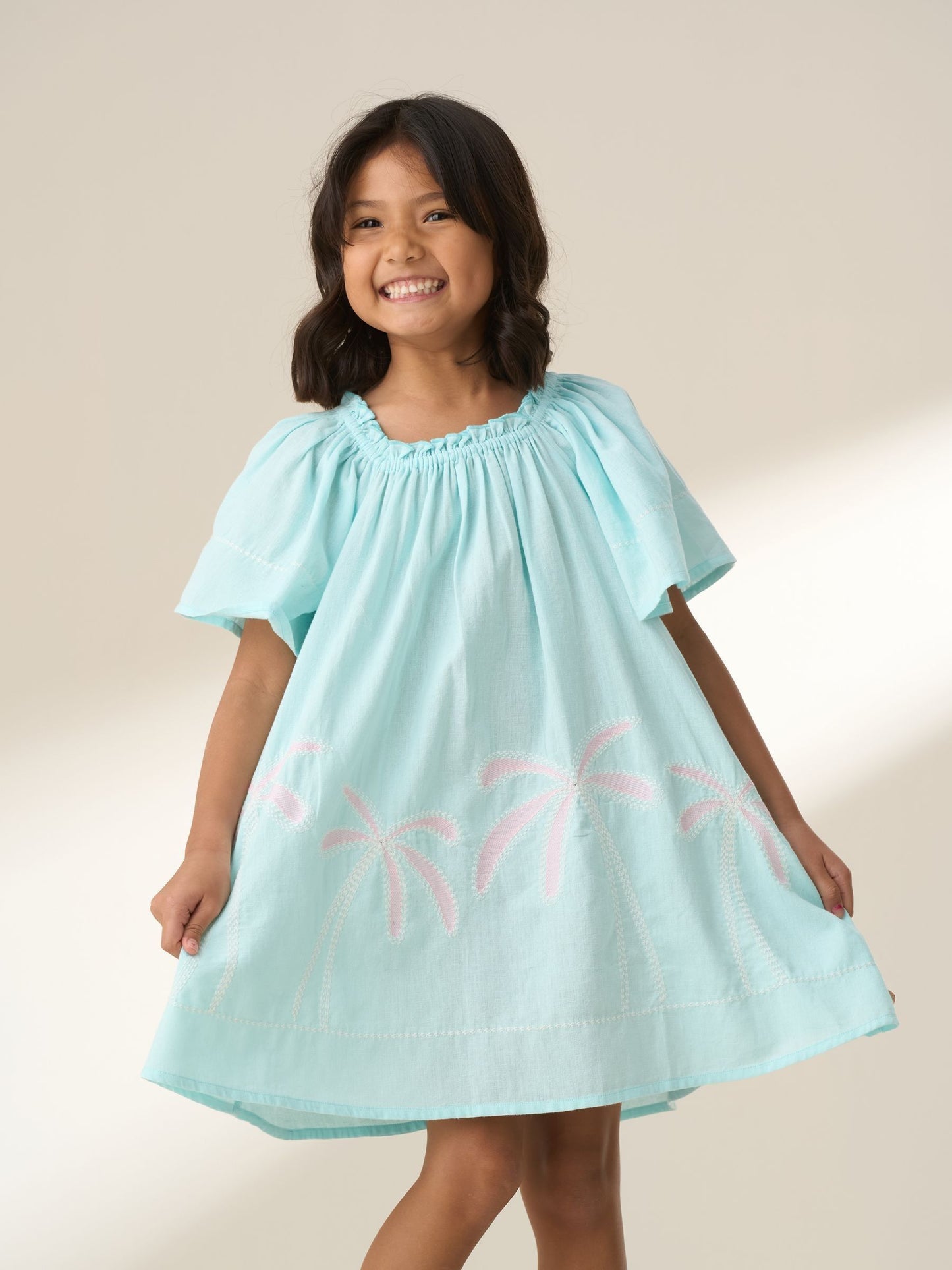 Angel & Rocket Blue Paloma Embroidered Hem Swing Dress image 1