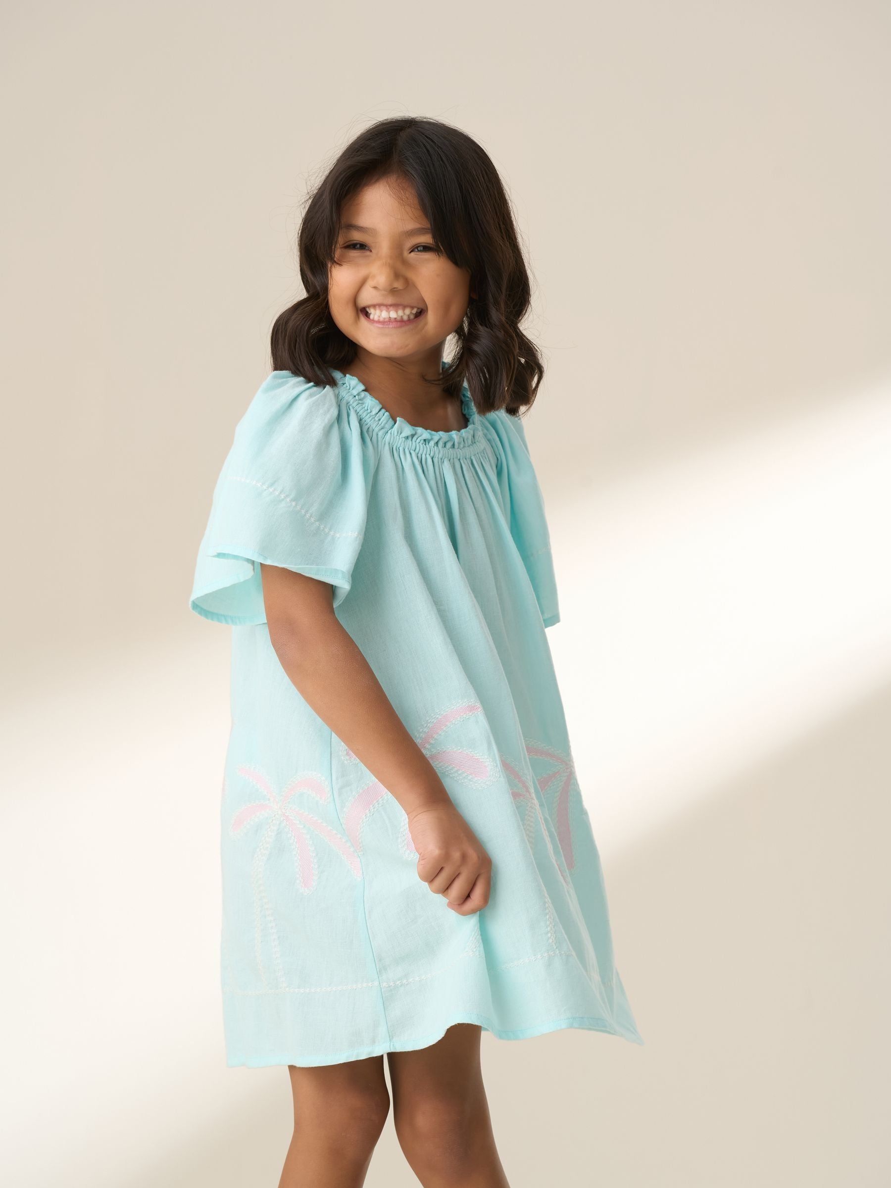 Angel & Rocket Blue Paloma Embroidered Hem Swing Dress image 2