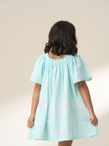 Angel & Rocket Blue Paloma Embroidered Hem Swing Dress image 3