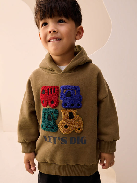 Rust Brown Long Sleeve Printed Hoodie (3mths-7yrs)