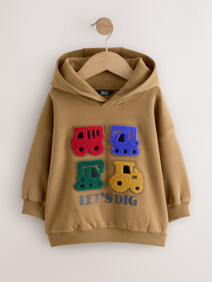 Rust Brown Long Sleeve Printed Hoodie (3mths-7yrs)