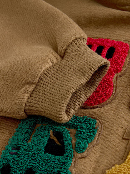 Rust Brown Long Sleeve Printed Hoodie (3mths-7yrs)